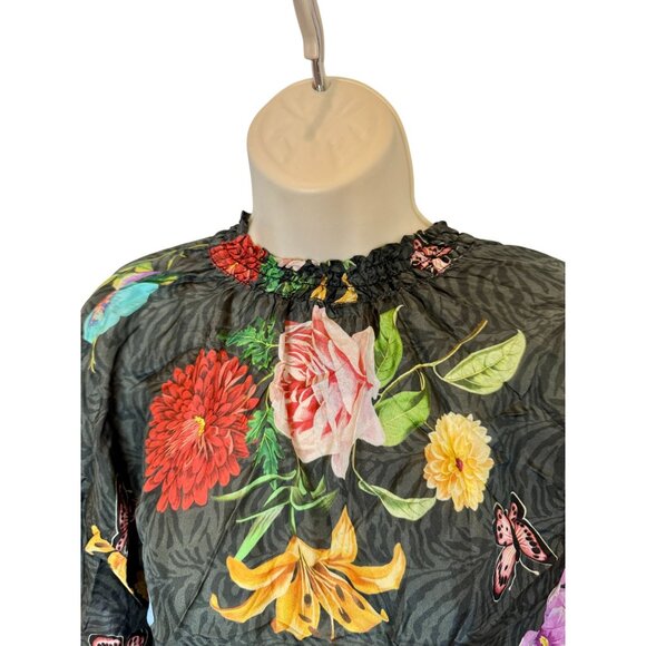Johnny Was Blooming La Belle Silk Printed Top NWT - Size M - Picture 7 of 7